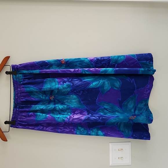 Vintage Purple & Teal Satin Skirt / Sweater Set sz 12 2pc floral print suit - Picture 6 of 7